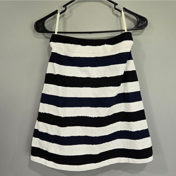🐢 Kate Spade Skirt The Rules! Black white and navy lined skirt.  Size 2. - Picture 1 of 9